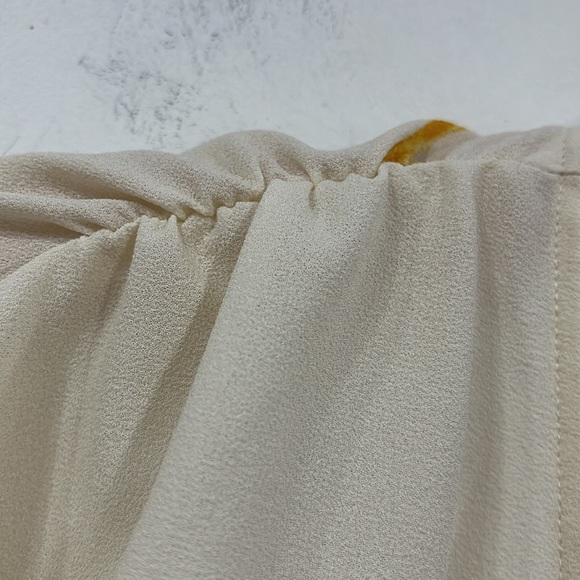 Aritzia Wilfred Reign Blouse Cream Yellow Floral Cropped Long sleeve S - Picture 8 of 12